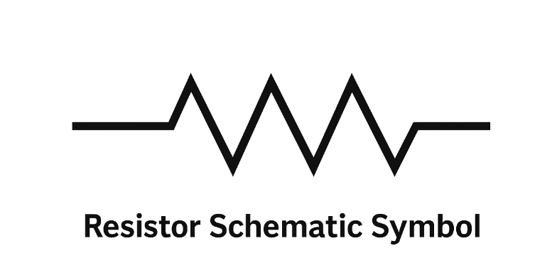 Schematic symbol for resistor showing a zigzag or rectangular line representing electrical resistance in circuit diagrams.