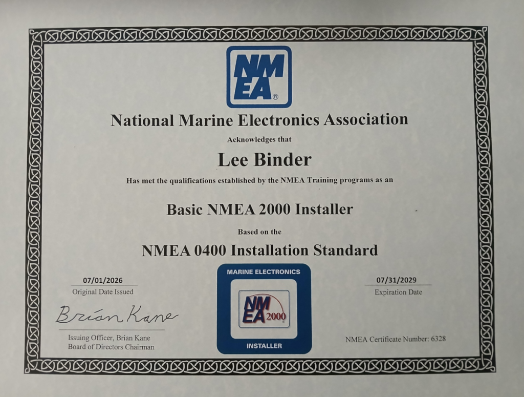 National Marine electronics Assc Basic NMEA 2000 Installer